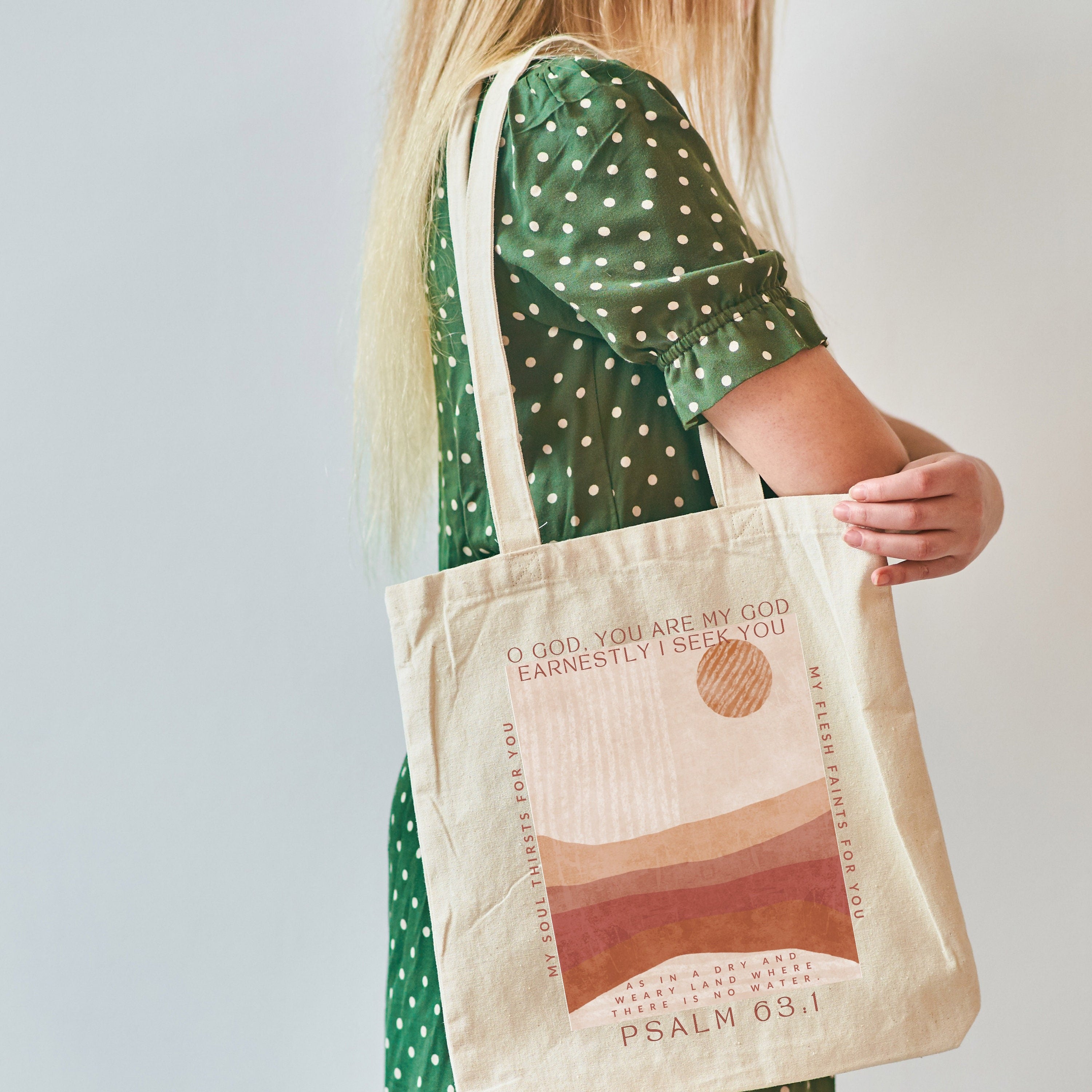 Psalms Bible Tote Bag – Christian Canvas Bag for Church & Bible Study – Reusable Boho Desert Tote – Gift for Christian Woman – Faith-Based Accessories TBLAF17